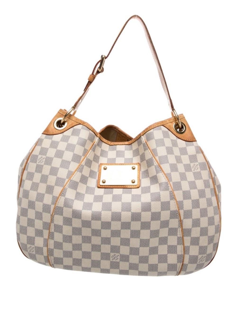Louis Vuitton Checkered Shoulder Bag in Beige and Tan Trim